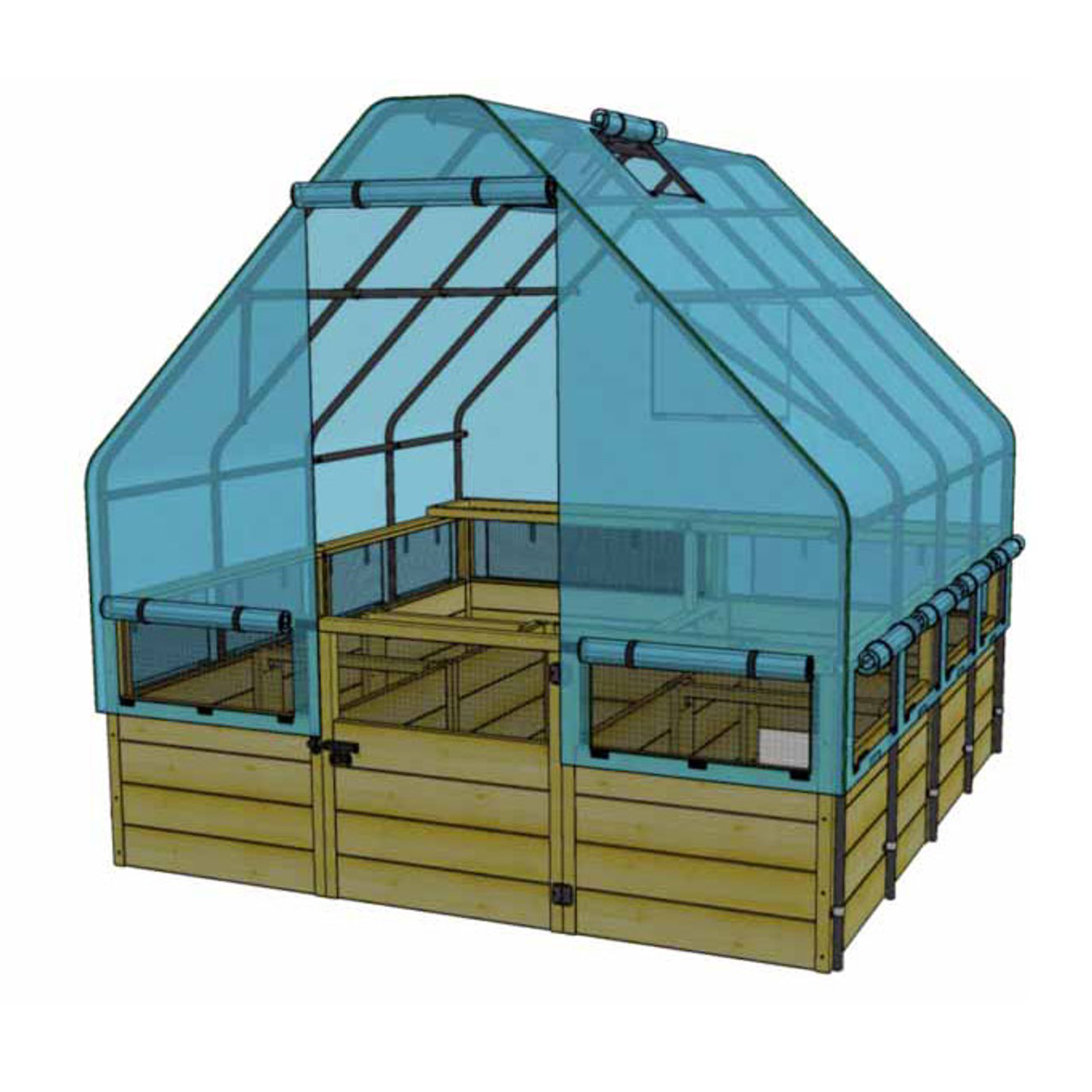 Cedar Complete Raised Garden Bed Kit with Greenhouse Cover 8' x 8'