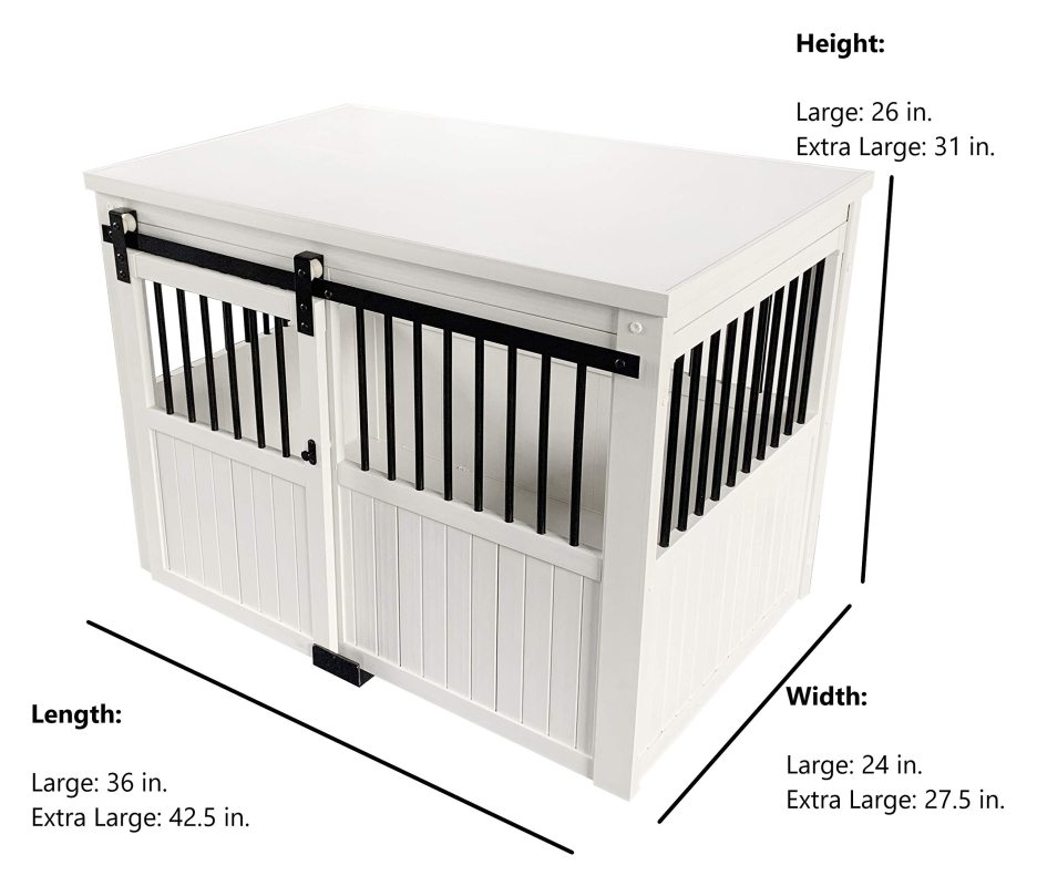 Homestead Sliding Barn Door Furniture Style Dog Crate - Antique White, Extra Large