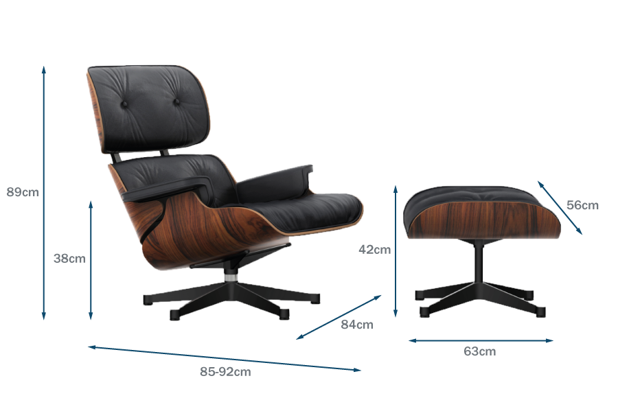 Eames Lounge Chair & Ottoman New Dimensions Technical