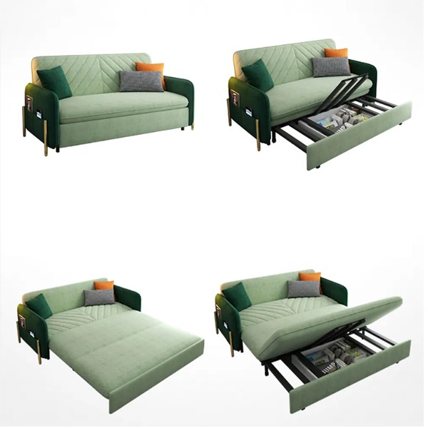 King Sleeper Sofa Green Upholstered Convertible Sofa