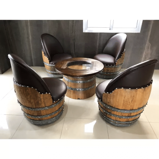 4-Chair Half-Barrel Lounge Set